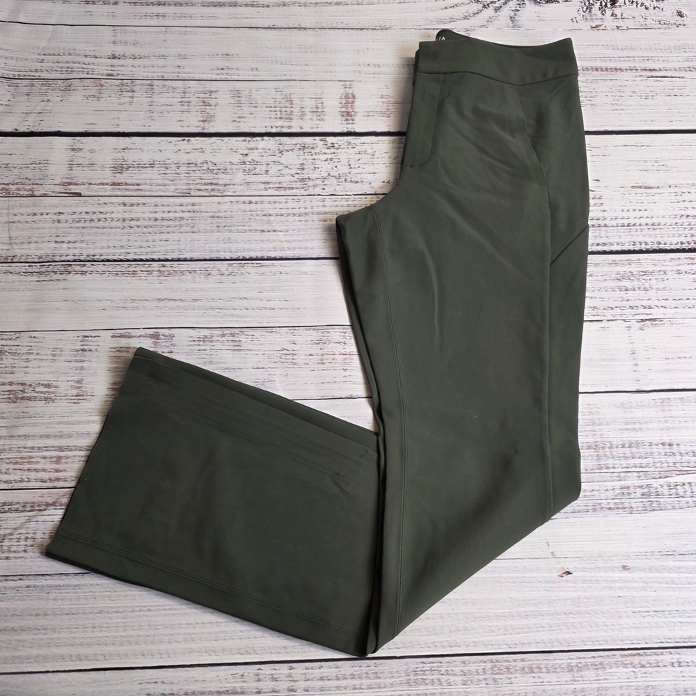 Athleta Stella Flare Trouser Pants Womens 8 Zip Ankles And Back‎ Pockets Green